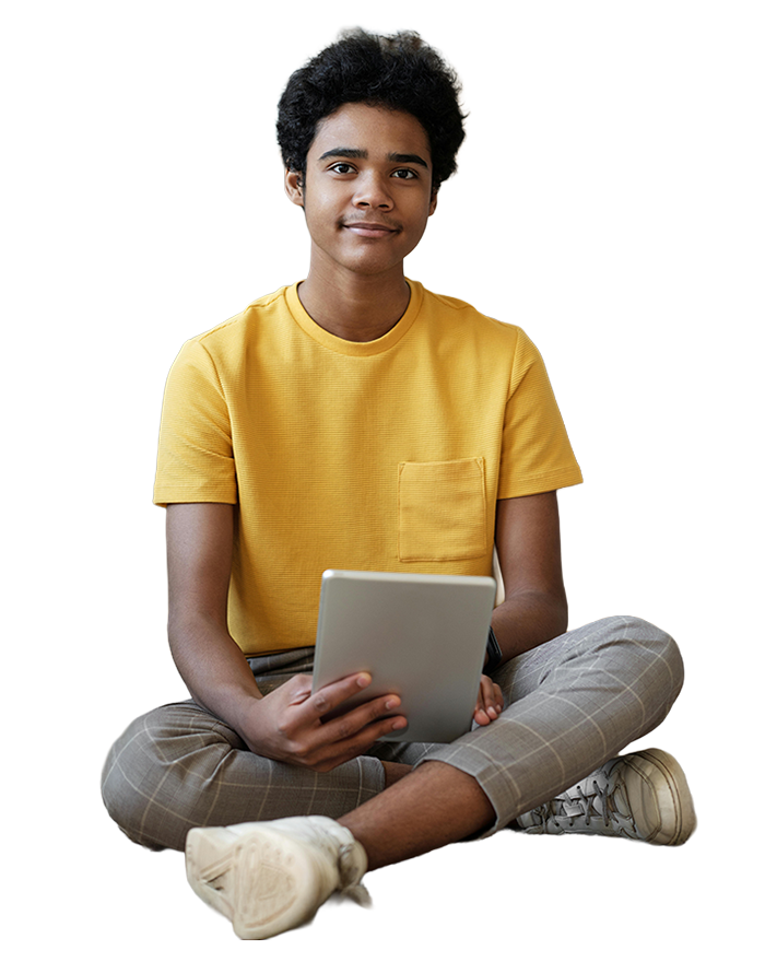 Student working on college-level coursework through dual enrollment partnership