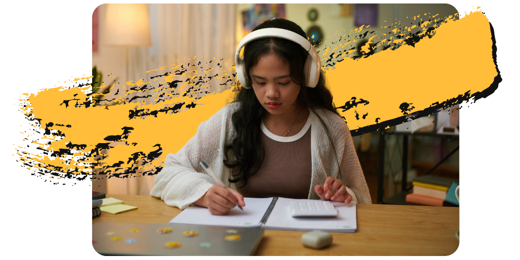 Student working on dual enrollment coursework